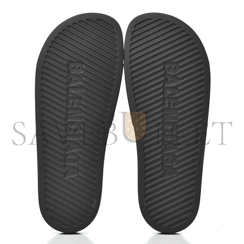 Ba*len*cia*ga pvc logo mens pool slide sandals black